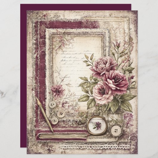 ビクトリアン&レーススクラップブック紙 (正面/裏面)