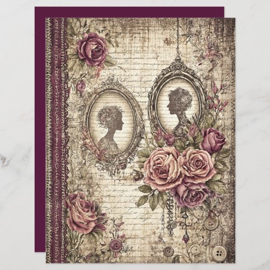 ビクトリアン&レーススクラップブック紙 (正面/裏面)