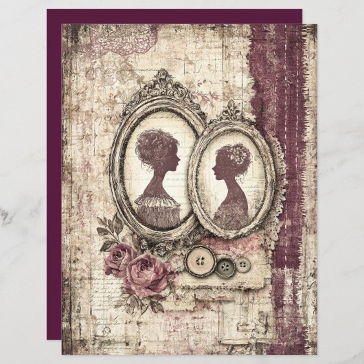 ビクトリアン&レーススクラップブック紙 (正面/裏面)