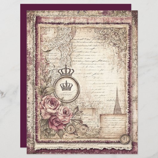 ビクトリアン&レーススクラップブック紙 (正面/裏面)