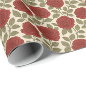 ビクトリアン ローズ ガーデン プレtty レッド フラワーズ ラッピングペーパー (ロールコーナー)
