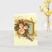 ビクトリアン・ローズ・ブーケ・メモカード カード (黄色い花)