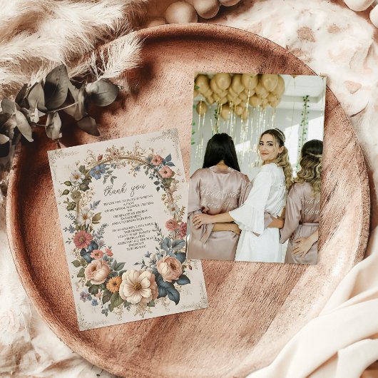 ビクトリアン ヴィンテージ ガーデン フラワーブライダル ショー サンキューカード