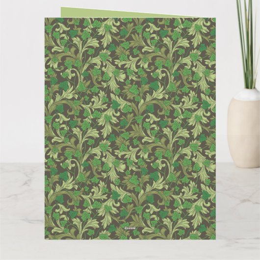 ビクトリアン ヴィンテージ グリーン アイビー トレリスに生える サンキューカード (裏面)