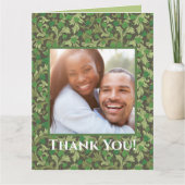 ビクトリアン ヴィンテージ グリーン アイビー トレリスに生える サンキューカード (正面)