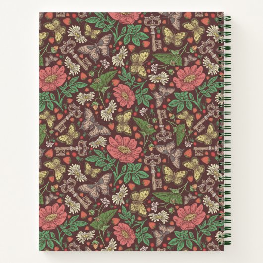 ビクトリアン ヴィンテージ バタフライ オールドキー ホワイト デイジー ノートブック (裏面)