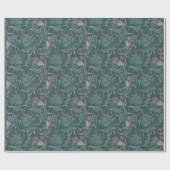 ビクトリアン ヴィンテージ パープル パンジー ブルーリボン ラッピングペーパー (フラット)