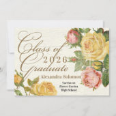 ビクトリアン ヴィンテージ フラワー 2026 卒業式 招待状 (正面)