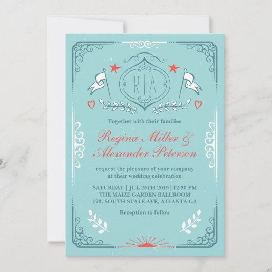 ビクトリアン ヴィンテージ メディアバル ウェディング 招待状 (正面)