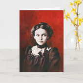 ビクトリアン ヴィンテージ 女性の肖像 グリーティング カード (黄色い花)