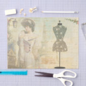 ビクトリアン ヴィンテージ 女性 ドレスメーカー デコパージュ 薄葉紙 (クラフト)