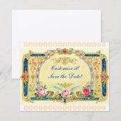 ビクトリアン - 結婚式、婚約、結婚式の日時を保存 招待状 (正面/裏面)