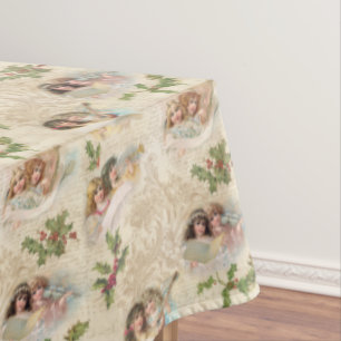 ビクトリアンAngels w/Music, Script & Holly テーブルクロス