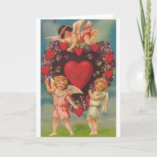 ビクトリアンCherub Valentine's Dayカード シーズンカード (正面)