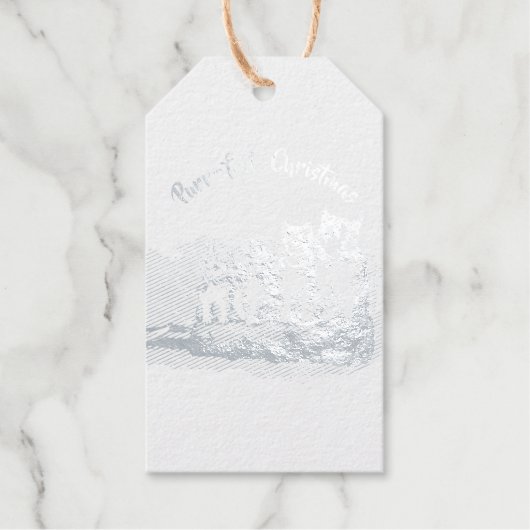 ビクトリアンChristmas Cats – シルバー ギフトタグ (正面)