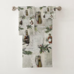 ビクトリアンChristmas Vignettes w/Winter Greenery バスタオルセット<br><div class="desc">ユニーク動揺してカスタムクリスマスのカードを使ったグレーの柔らかいパーチメントにビクトリアングレーの背景、白い映画の装飾エレガント、銀色の星と冬の花と緑の色々な見世物をフィーチャーしたクリスマスの休日コラージュ。このパターンはシームレスで、スケールアップまたはスケールダウンが可能。</div>