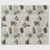 ビクトリアンChristmas Vignettes w/Winter Greenery ラッピングペーパー (フラット)