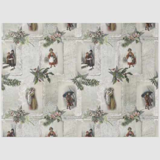 ビクトリアンChristmas Vignettes w/Winter Greenery 薄葉紙 (正面)