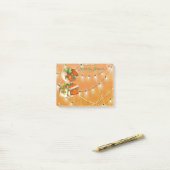 ビクトリアンChristmasLady Orange背景(ライト付き) ポストイット (デスク上)