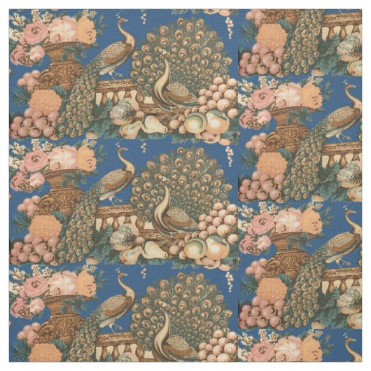 ビクトリアンEra Peacocks、Fruit & Flowers Pattern ファブリック (見本)