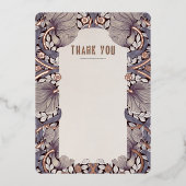 ビクトリアンPimpernels Morris結婚の感謝 箔招待状 (正面)