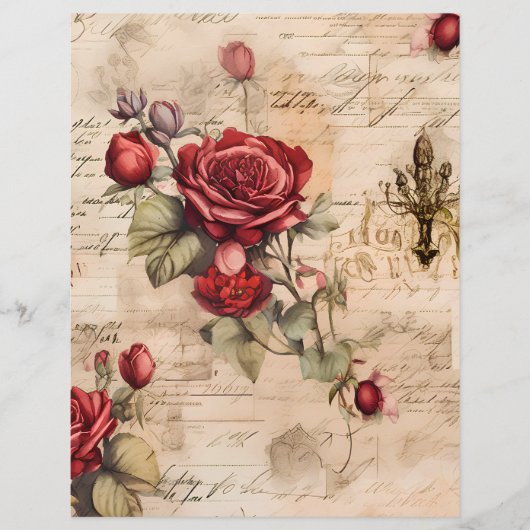 ビクトリアンRed Rosesスクラップブック紙 (正面)
