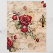 ビクトリアンRed Rosesスクラップブック紙 (正面/裏面)