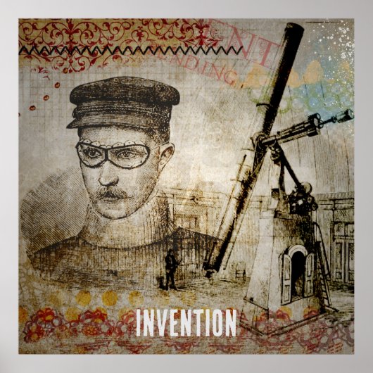 ビクトリアンSteampunk発明者科学者望遠鏡 ポスター (正面)