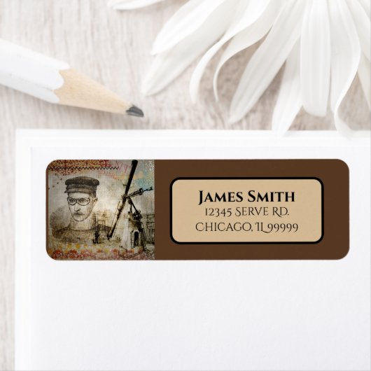 ビクトリアンSteampunk発明者科学者望遠鏡 ラベル (インサイチュ)