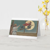 ビクトリアンWitch Befanaハロウィングリーティングカード カード (黄色い花)