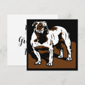 ビクトリアンWoodcut Farm Animals Englishブルドッグ 案内状 (正面/裏面)