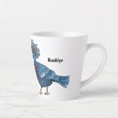 ビクトリア冠ハト鳥の漫画イラストレーション カフェラテマグ (右)