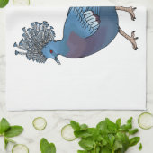 ビクトリア冠ハト鳥の漫画イラストレーション キッチンタオル (折り畳み)