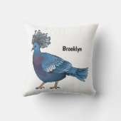 ビクトリア冠ハト鳥の漫画イラストレーション クッション (裏面)