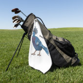 ビクトリア冠ハト鳥の漫画イラストレーション ゴルフタオル (グリーン)