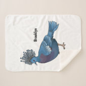 ビクトリア冠ハト鳥の漫画イラストレーション シェルパブランケット (正面(横))