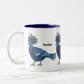 ビクトリア冠ハト鳥の漫画イラストレーション ツートーンマグカップ (左)