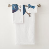 ビクトリア冠ハト鳥の漫画イラストレーション バスタオルセット (インサイチュ)