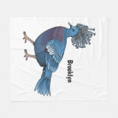 ビクトリア冠ハト鳥の漫画イラストレーション フリースブランケット (正面(横))