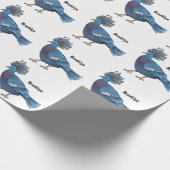 ビクトリア冠ハト鳥の漫画イラストレーション ラッピングペーパー (角)