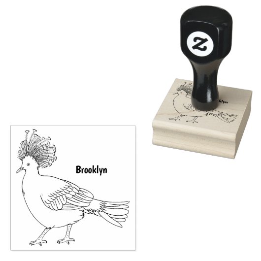 ビクトリア冠ハト鳥の漫画イラストレーション ラバースタンプ (押印)