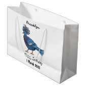 ビクトリア冠ハト鳥の漫画イラストレーション ラージペーパーバッグ (正面アングル)