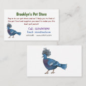 ビクトリア冠ハト鳥の漫画イラストレーション 名刺 (正面/裏面)