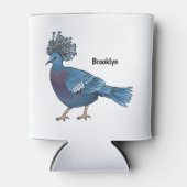 ビクトリア冠ハト鳥の漫画イラストレーション 缶クーラー (正面)