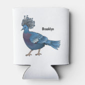 ビクトリア冠ハト鳥の漫画イラストレーション 缶クーラー (裏面)