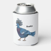 ビクトリア冠ハト鳥の漫画イラストレーション 缶クーラー (缶裏面)