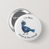 ビクトリア冠ハト鳥の漫画イラストレーション 缶バッジ (正面&裏面)