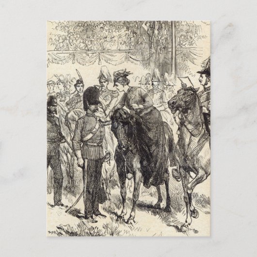 ビクトリア十字架を配る女王 ポストカード (正面)