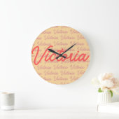 ビクトリア名繰り返しパターン ラージ壁時計 (ホーム)