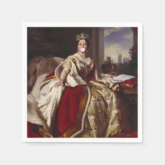 ビクトリア吹女王のピンクのバブルガム スタンダードカクテルナプキン (正面)